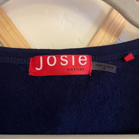 Josie Natori Sleepwear Long Sleeve Top Small Navy Button Soft - Picture 3 of 9